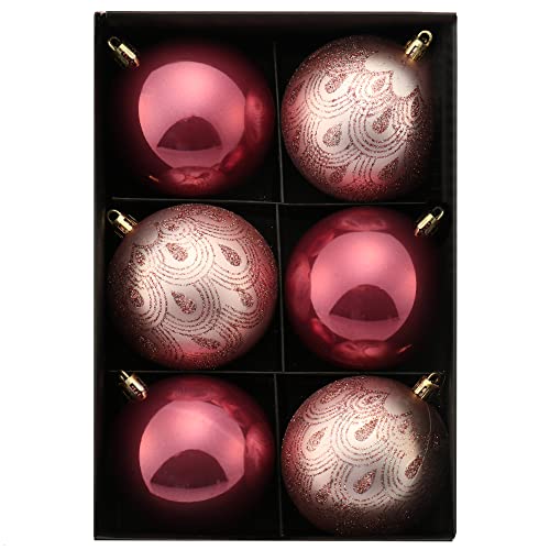 com-four® 6X Weihnachtskugel - Christbaumkugeln aus bruchsicherem Kunststoff für Weihnachten - Baumschmuck für den Christbaum - Christbaumschmuck Ø 8 cm (06 Stück - rosa/pink) von com-four