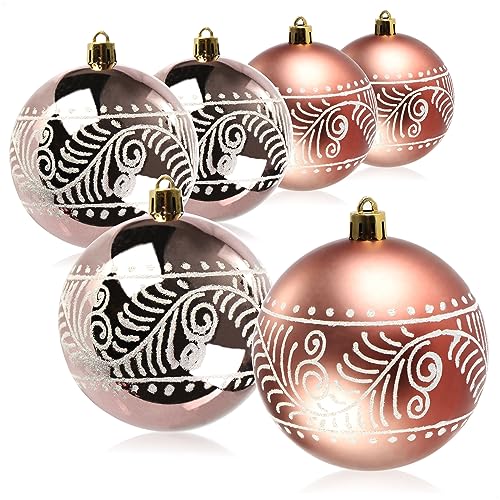 com-four® 6X Weihnachtskugeln, bruchfeste Kunststoff-Weihnachtsbaumkugeln für Weihnachten, Baumschmuck für den Weihnachtsbaum mit Anhängern von com-four
