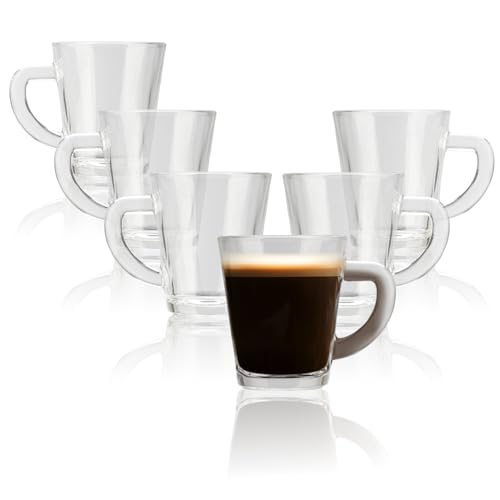 com-four® 6x Espressogläser aus hitzebeständigem Borosilikatglas - 70 ml Kafeegläser - robuste Gläser - spülmaschinenfest und mikrowellengeeignet (transparent - 70ml) von com-four