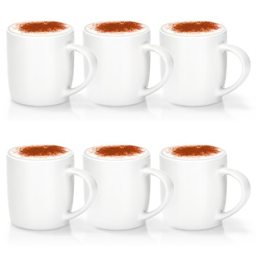 com-four® 6x Kaffeebecher aus Porzellan - Kaffee-Tasse im modernem Design - Basic Kaffeepott White für Kalt- und Heißgetränke - 330 ml (.6x - cremeweiß) von com-four