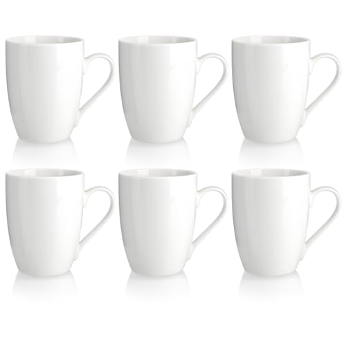 com-four® 6x Kaffeetassen aus Keramik - Kaffee-Becher in modernem Design - Basic Kaffeepott White für Kalt- und Heißgetränke - weiße Henkeltasse - Trinkbecher 300 ml (.6x - Blütenweiß) von com-four