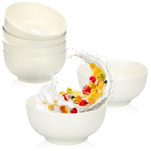com-four® 6x Müslischale aus Porzellan bis 600 ml - weiße Dessertschale, stapelbar - Design Basic Schalen White - Snackschale für Dessert, Snacks oder Eis - 6 Personen (6 Stück - weiß. ohne Dekor) von com-four