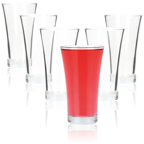 com-four® 6x Schnapsgläser für Shots und Spirituosen – Shotgläser 80 ml - Robust & Wiederverwendbar, Spülmaschinengeeignet – Elegante Konische Form (transparent - 80ml) von com-four