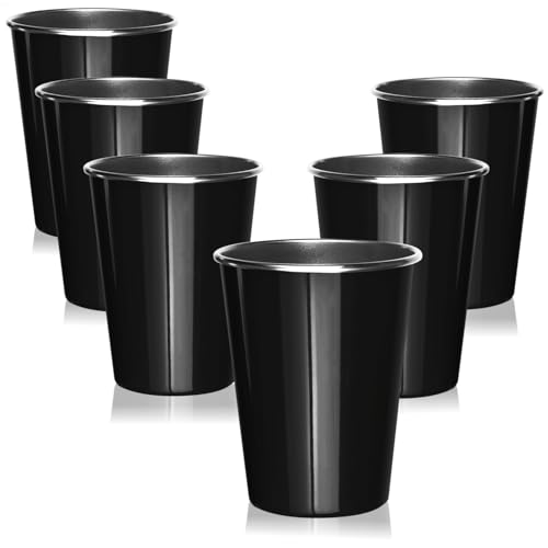 com-four® 6x hochwertiger Edelstahl-Trinkbecher in Schwarz je 500 ml - perfekter Begleiter für Garten, Camping, Outdoor & Reisen - robust, bruchsicher, rostfrei & BPA-frei von com-four