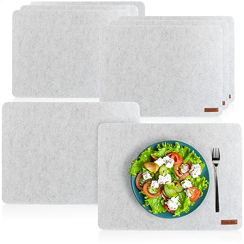 com-four® 8X Platzset abwischbar aus Filz - 44 x 32 cm Platzmatte - hitzebeständiges Tischset für 8 Personen - extra Dicke, rutschfeste Platzdeckchen, Filzunterlage (Platzmatte grau - 8 Stück) von com-four