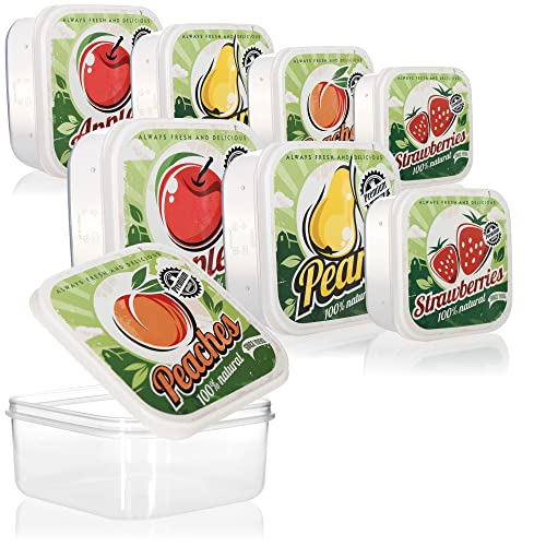 com-four® 8-teiliges Vorratsdosen-Set Früchte - Brotdosen in 4 Größen - Vorratsbox für Camping, Picknick und auf Reisen - Aufbewahrungsbehälter aus Kunststoff (8 Stück - Früchte) von com-four