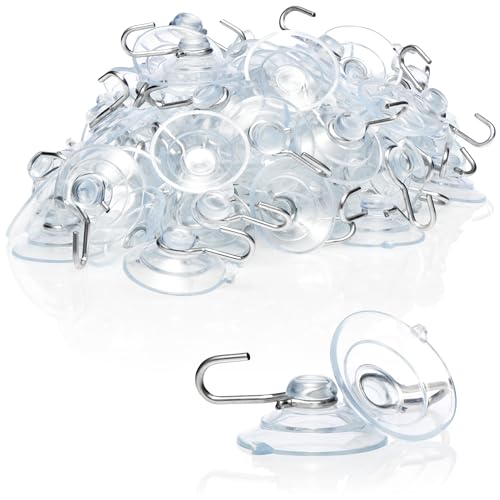 com-four® 80x Saugnapf - Universal Saugnapfhalter mit Metallhaken - Saugnäpfe zum Aufhängen von Lichterketten, Handtüchern, Dekorationen (Ø 3cm - 80 Stück) von com-four