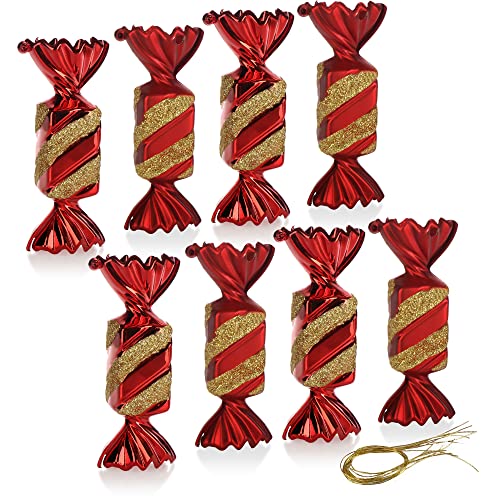 com-four® 8X Christbaumanhänger Bonbon - Weihnachtskugel Geschenkbonbon - Christbaumschmuck in Bonbon-Form für die Weihnachtsbaum-Dekoration - bruchfester Baumschmuck von com-four
