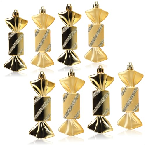com-four® 8X Christbaumanhänger Bonbon - Weihnachtskugel Geschenkbonbon - Christbaumschmuck in Bonbon-Form für die Weihnachtsbaum-Dekoration - bruchfester Baumschmuck von com-four
