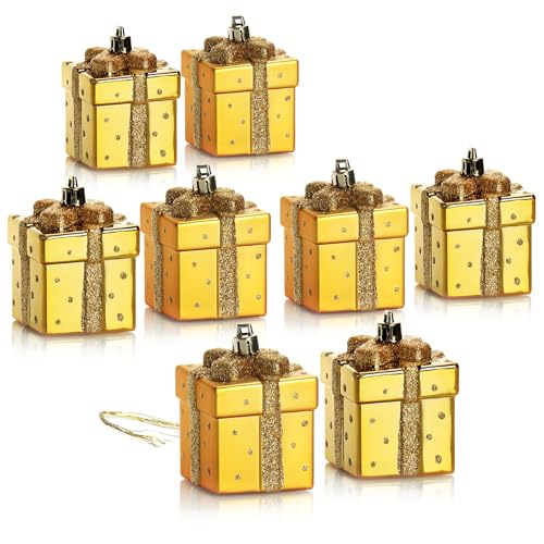 com-four® 8X Christbaumanhänger Geschenk - Weihnachtskugel Geschenkbox - Christbaumschmuck in Geschenk-Form für die Weihnachtsbaum-Dekoration - bruchfester Baumschmuck von com-four