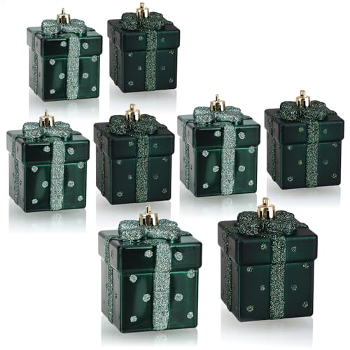 com-four® 8X Christbaumanhänger Geschenk - Weihnachtskugel Geschenkbox - Christbaumschmuck in Geschenk-Form für die Weihnachtsbaum-Dekoration - bruchfester Baumschmuck von com-four