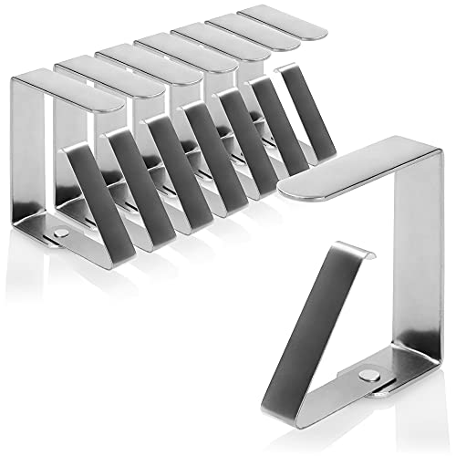 com-four® 8X Premium Tischdeckenklammer - Tischklammern aus Edelstahl - Tischtuchklammer für drinnen und draußen von com-four