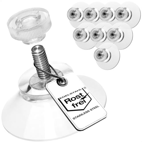 com-four® 8X Saugnäpfe mit M4-Gewinde - Ø 30 mm - Extra starker Halt auf glatten Oberflächen - Premium Saugnapf mit transparenter Rändelmutter - Einfache Montage ohne Bohren von com-four