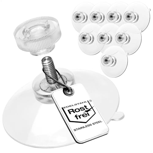 com-four® 8X Saugnäpfe mit M4-Gewinde - Ø 40 mm - Extra starker Halt auf glatten Oberflächen - Premium Saugnapf mit transparenter Rändelmutter - Einfache Montage ohne Bohren von com-four