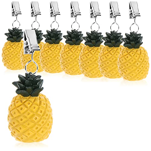 com-four® 8X Tischdeckenbeschwerer - wetterbeständige Tischtuchgewichte mit Klammer - Tischtuchklammer in Ananas-Design - ca. 40 g (8 Stück - Ananas - 40g) von com-four