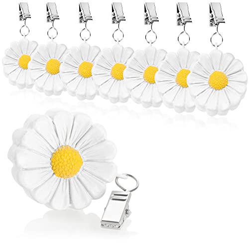 com-four® 8X Tischdeckenbeschwerer - wetterbeständige Tischtuchgewichte mit Klammer - Tischtuchklammer in Blumen-Design - ca. 40 g (weiß - Blumen) von com-four