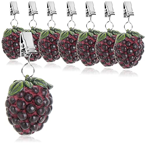 com-four® 8X Tischdeckenbeschwerer - wetterbeständige Tischtuchgewichte mit Klammer - Tischtuchklammer in Brombeeren-Design - ca. 40 g (8 Stück - Brombeere - 40g) von com-four
