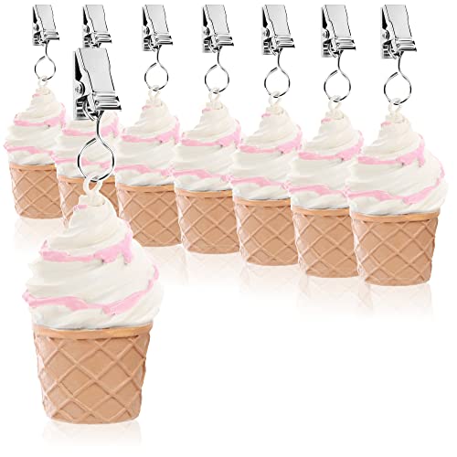 com-four® 8X Tischdeckenbeschwerer - wetterbeständige Tischtuchgewichte mit Klammer - Tischtuchklammer in EIS-Design - ca. 40 g (Mehrfarbig - Eiscreme) von com-four