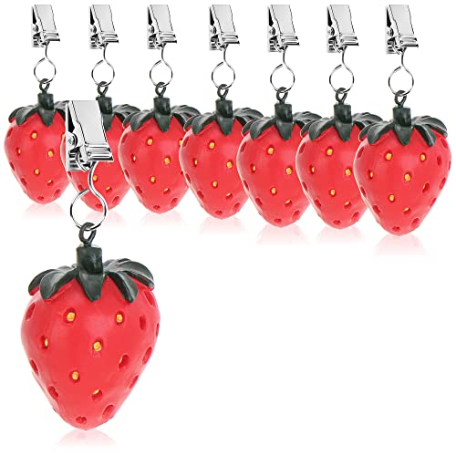 com-four® 8X Tischdeckenbeschwerer - wetterbeständige Tischtuchgewichte mit Klammer - Tischtuchklammer in Erdbeeren-Design - ca. 40 g (8 Stück - Erdbeere - 40g) von com-four