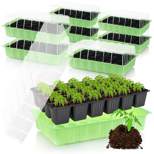 com-four® 8X Zimmergewächshaus, Multitopfplatten mit Deckel, Pflanzkasten mit Anzuchttöpfen für 192 Pflanzen, Anzuchtset für Blumen, Obst und Gemüse (Anzuchtset 4) von com-four