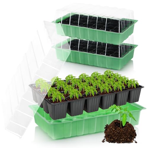 com-four® 8X Zimmergewächshaus - Multitopfplatten mit Deckel - Pflanzkasten mit Anzuchttöpfen für 192 Pflanzen - Anzuchtset für Blumen, Obst und Gemüse (Anzuchtset 4) von com-four