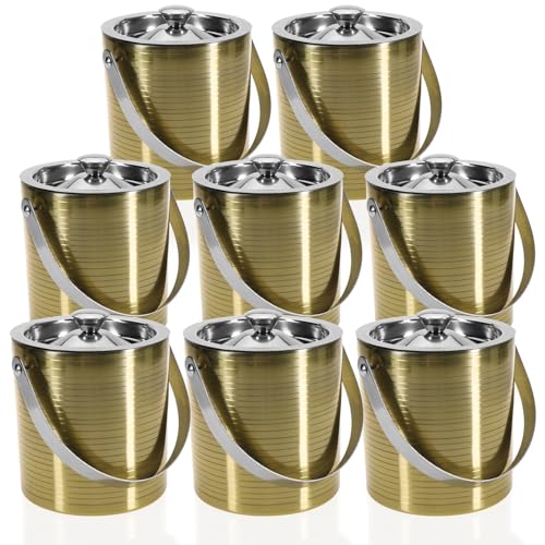 com-four® 8x Eis-Eimer aus Edelstahl - Eis-Würfel-Behälter doppelwandig mit Deckel und Henkel - Sekt & Weinkühler - Kühlschale für Obst, Gemüse und Schokolade - ca. 1,5 Liter (Sandefjord 8x) von com-four