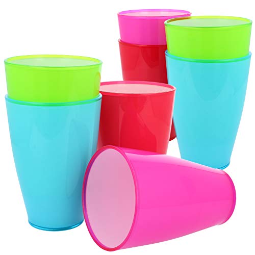 com-four® 8x Mehrweg Trinkbecher aus Kunststoff - Plastikbecher in verschiedenen Farben - Bruchfester Mehrweg-Trinkbecher für Party und Camping [Auswahl variiert] (08 Stück - bunt) von com-four