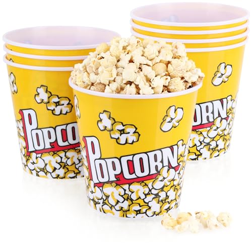 com-four® 8X Popcorn-Eimer XL - Wiederverwendbare Popcornschüssel - Getränkebecher zum Popcorn - Großer Popcorn-Becher für den Filmabend - 2,8 Liter von com-four