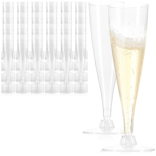 com-four® 96x Mehrweg Sektglas - transparente, stapelbare Kunststoff-Sektkelche für Party, Camping und unterwegs - wiederverwendbar und spülmaschinengeeignet - Sektflöten von com-four