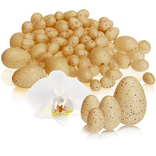 com-four® 96x Ostereier als Osterdekoration - Deko-Ostereier mit natürlich wirkender Musterung - künstliche Vogeleier in Vier Größen (braun - 96 Stück) von com-four