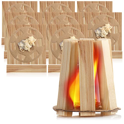 com-four® 9X Kamin-Anzünder und Grill-Anzünder aus Holz für unterwegs - ökologischer und geruchsfreier Anzünder für Feuerstellen - schnell, leicht und wirksam von com-four