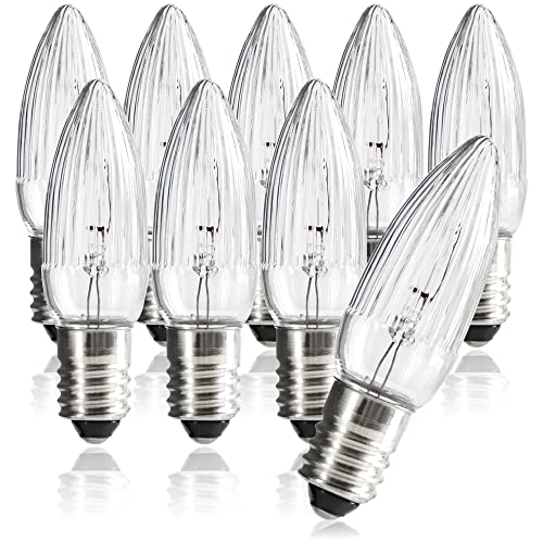 com-four® 9x Riffelkerze für Schwippbögen mit 7 Lampen - Ersatzbirnen für Lichterkette oder Pyramide - 34V / 3W, mit E10 Schraubgewinde (09 Stück - 34V) von com-four