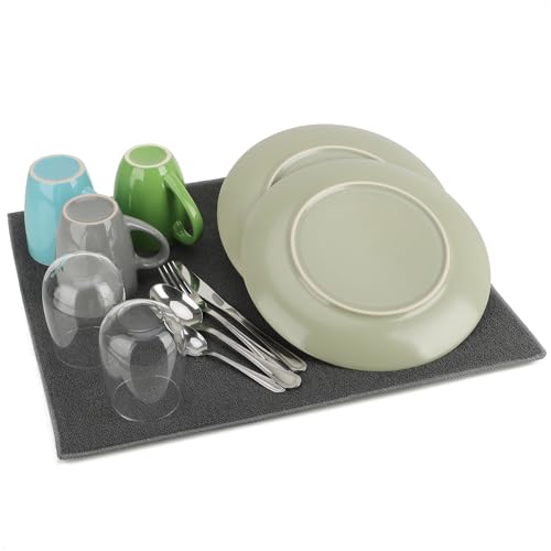com-four® Abtropfmatte für Geschirr, Besteck und Töpfe - 48 x 38 cm Abtropfgestell - Trockenmatte aus Mikrofaser - Spülbeckenmatte ( 1 Stück - Matte) von com-four