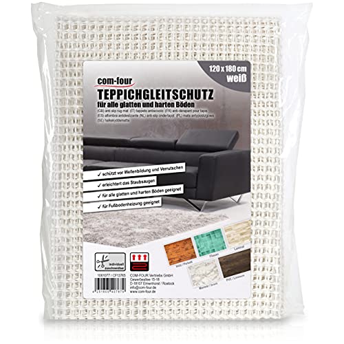 COM-FOUR® Antirutschmatte für den Teppich - Teppichunterlage 180x120 cm - Teppichstopper - rutschfeste Matte in weiß - Schubladenmatte (120x180cm) von com-four