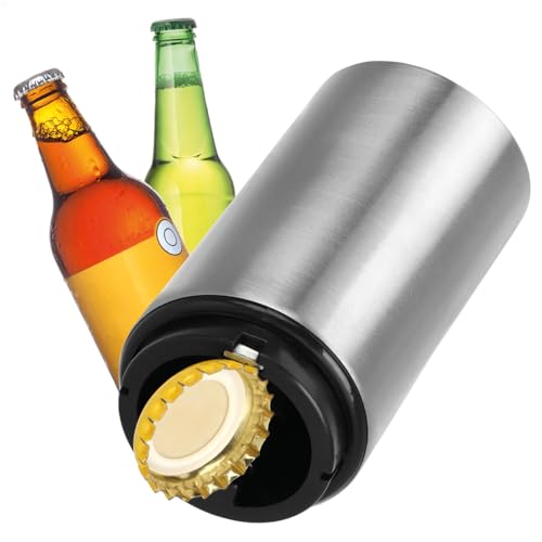 com-four® Automatischer Flaschenöffner aus Edelstahl - Kapselheber für Getränkeflaschen mit Magnet - handlicher Kronkorkenentferner für Bier, Cola, Soda, Limonade - Bieröffner mit Presspassung von com-four