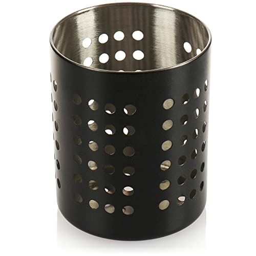 com-four® Besteckabtropfkorb - Küchenutensilienhalter aus Edelstahl - Besteckkorb, Kochlöffelständer aus Metall - moderner Serviettenhalter - Metall-Besteckhalter (anthrazit) von com-four