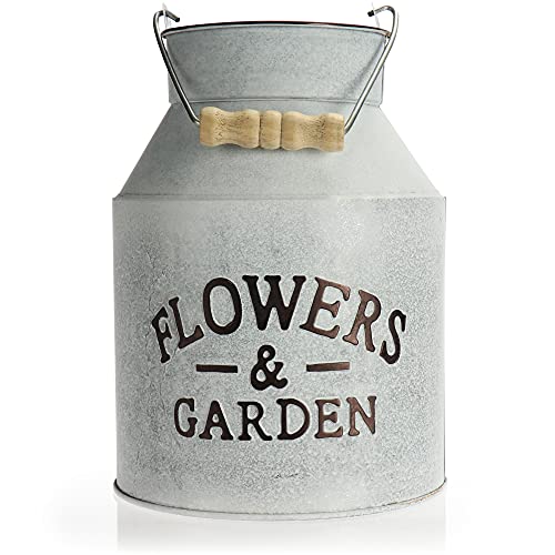 com-four® Blumentopf aus Metall - Milchkanne Übertopf - Pflanzentopf für Innen- und Außenbereich - Vintage Blumenkübel - Deko-Topf zum Hinstellen und Aufhängen - Landhausstil (Milchkanne - 1 Stück) von com-four