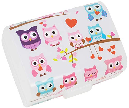 com-four® Brotdose Eulen für unterwegs - Lunchbox mit 3 Fächern - Frühstücksbox 17 x 13 x 10 cm (001 Stück - Eulen) von com-four
