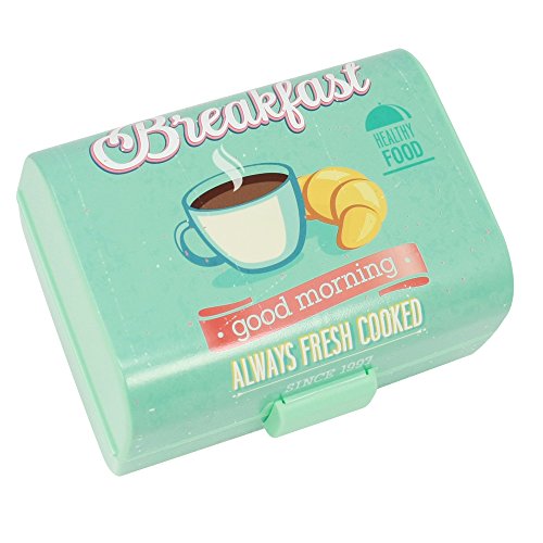 com-four® Brotdose mit Deckel im Vintage Stil - Lunchbox mit 3 Fächern - Frühstücksbox mit Trennwänden - Kunststoffdose - Aufbewahrungsbehälter für unterwegs 17 x 13 x 10 cm (1x Big-Box - Kaffee) von com-four