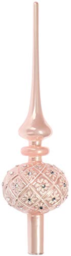 com-four® Christbaumspitze in Rose glänzend, Weihnachtsbaumspitze aus echtem Glas für Weihnachten, Tannenbaumspitze für den Christbaum, 30 cm von com-four