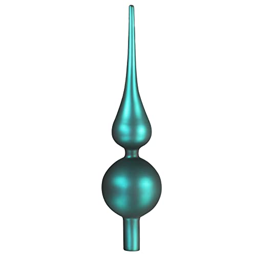 com-four® Christbaumspitze in blaugrün matt, Weihnachtsbaumspitze aus echtem Glas für Weihnachten, Tannenbaumspitze für Ihren Christbaum, 28 cm von com-four