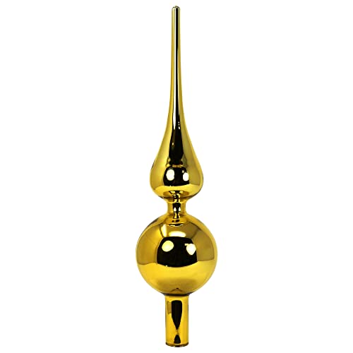 com-four® Christbaumspitze in goldfarben glänzend, Weihnachtsbaumspitze aus echtem Glas für Weihnachten, Tannenbaumspitze für Ihren Christbaum, 28 cm von com-four