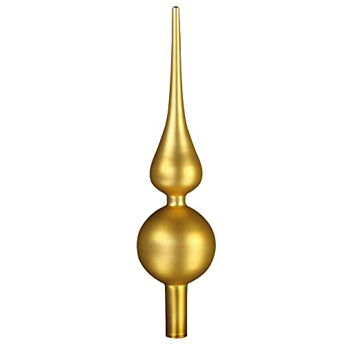 com-four® Christbaumspitze in goldfarben matt, Weihnachtsbaumspitze aus echtem Glas für Weihnachten, Tannenbaumspitze für Ihren Christbaum, 28 cm von com-four