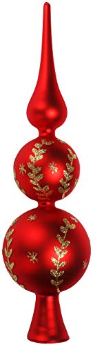 com-four® Christbaumspitze in rot, goldfarben, matt, Weihnachtsbaumspitze aus echtem Glas für Weihnachten, Tannenbaumspitze für den Christbaum, 30 cm von com-four