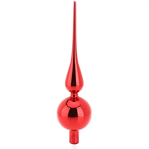 com-four® Christbaumspitze in rot glänzend, Weihnachtsbaumspitze aus echtem Glas für Weihnachten, Tannenbaumspitze für Ihren Christbaum, 28 cm von com-four