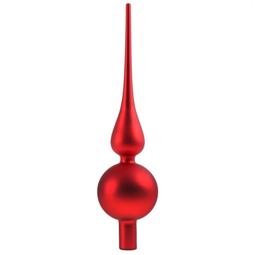 com-four® Christbaumspitze in rot matt, Weihnachtsbaumspitze aus echtem Glas für Weihnachten, Tannenbaumspitze für Ihren Christbaum, 28 cm von com-four