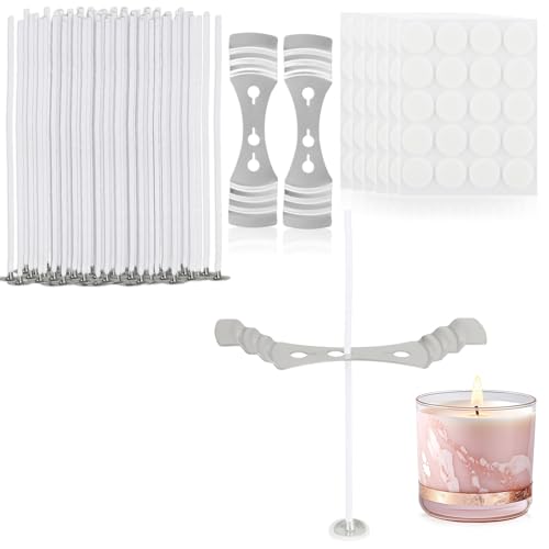 com-four® Kerzendocht Set für 120 Kerzen – 12 cm Lange Dochte zum Kerzen selber Machen, DIY Kerzen, Kerzendochte für Sojawachs, Paraffin oder Bienenwachskerzen (242 Teile - Zubehör Set) von com-four