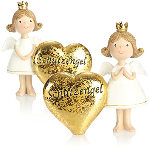 com-four® Deko-Engel Schutzengel mit Herz, Aufsteller Deko-Figur, Herz mit Aufschrift (goldfarben) von com-four