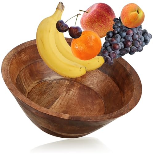 com-four® Deko-Schale aus Akazienholz - Moderne Obstschale - rustikale Snackschüssel Ø 29 cm - konisch geformte Servierschüssel - natürliche Raumdekoration aus Holz - Salatschale von com-four