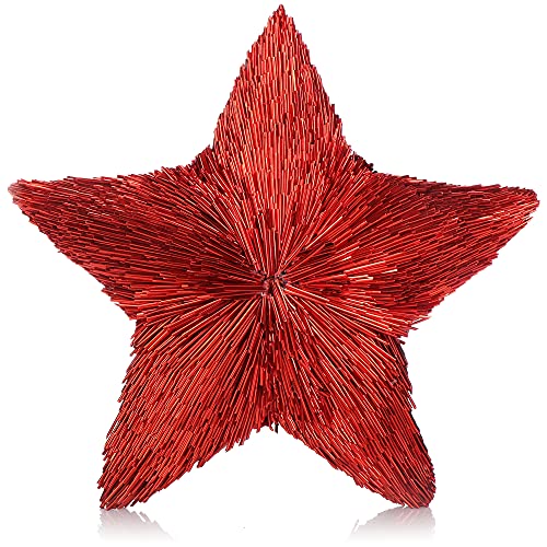 COM-FOUR® Deko-Stern 3D aus Kunststoff - metallisch glänzender Dekostern - Klassische Dekoration für Winter und Weihnachten - ca. 20cm (rot) von com-four